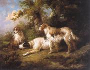 George Morland, Dogs In Landscape - Setters Pointer